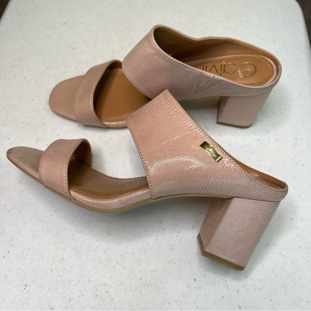 CALVIN KLEIN Cirella Women’s Nude Block Heel Dress Sandal Mule Size 9,5 #66 - Picture 7 of 11